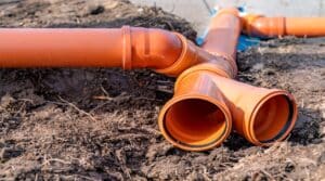 PVC plastic pipe for sewerage in the ground