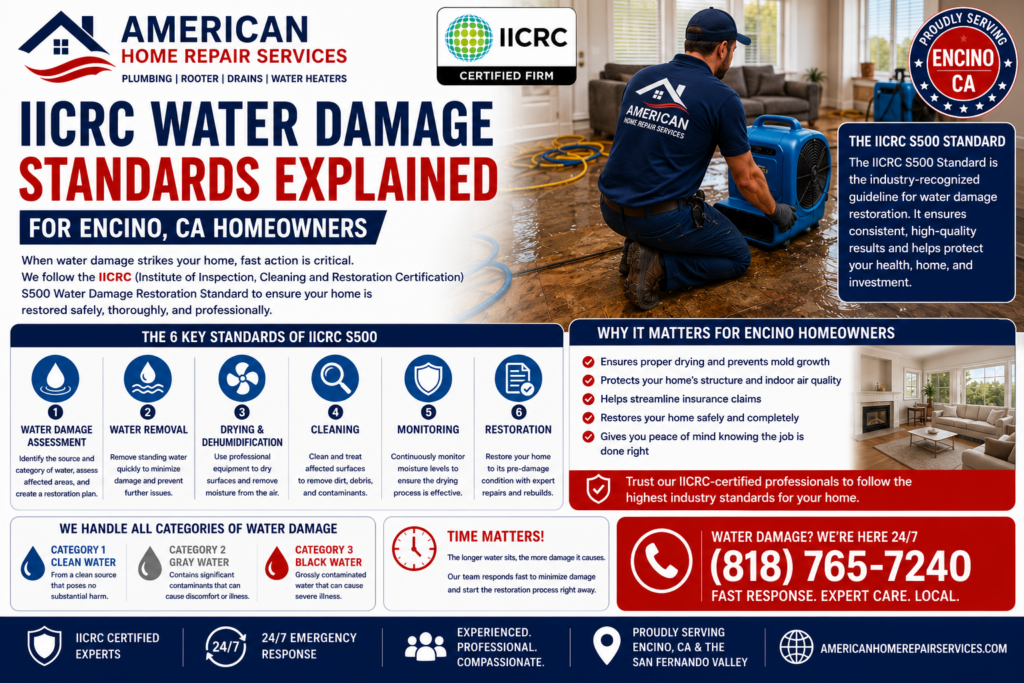 IICRC Water Damage Standards Explained for Encino, CA
